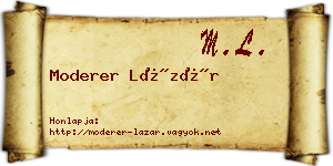 Moderer Lázár névjegykártya